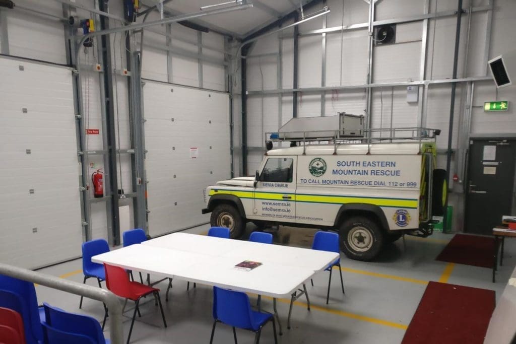 17.3m x 6.8m 80mm Gold Range unit with architectural panel used for mountain rescue. Shanette Sheds