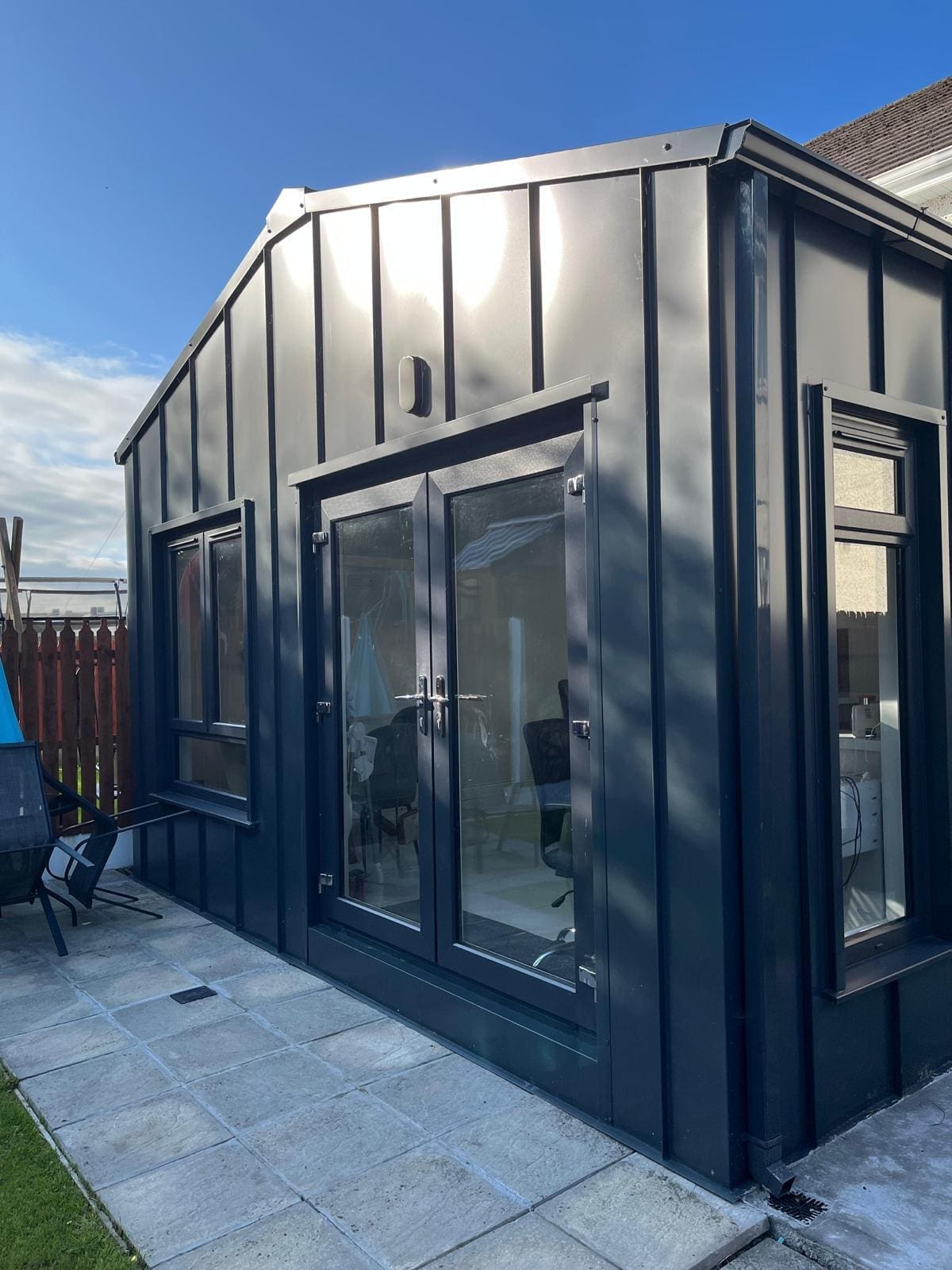 Standing Seam Finish of our Home Extension Show Room